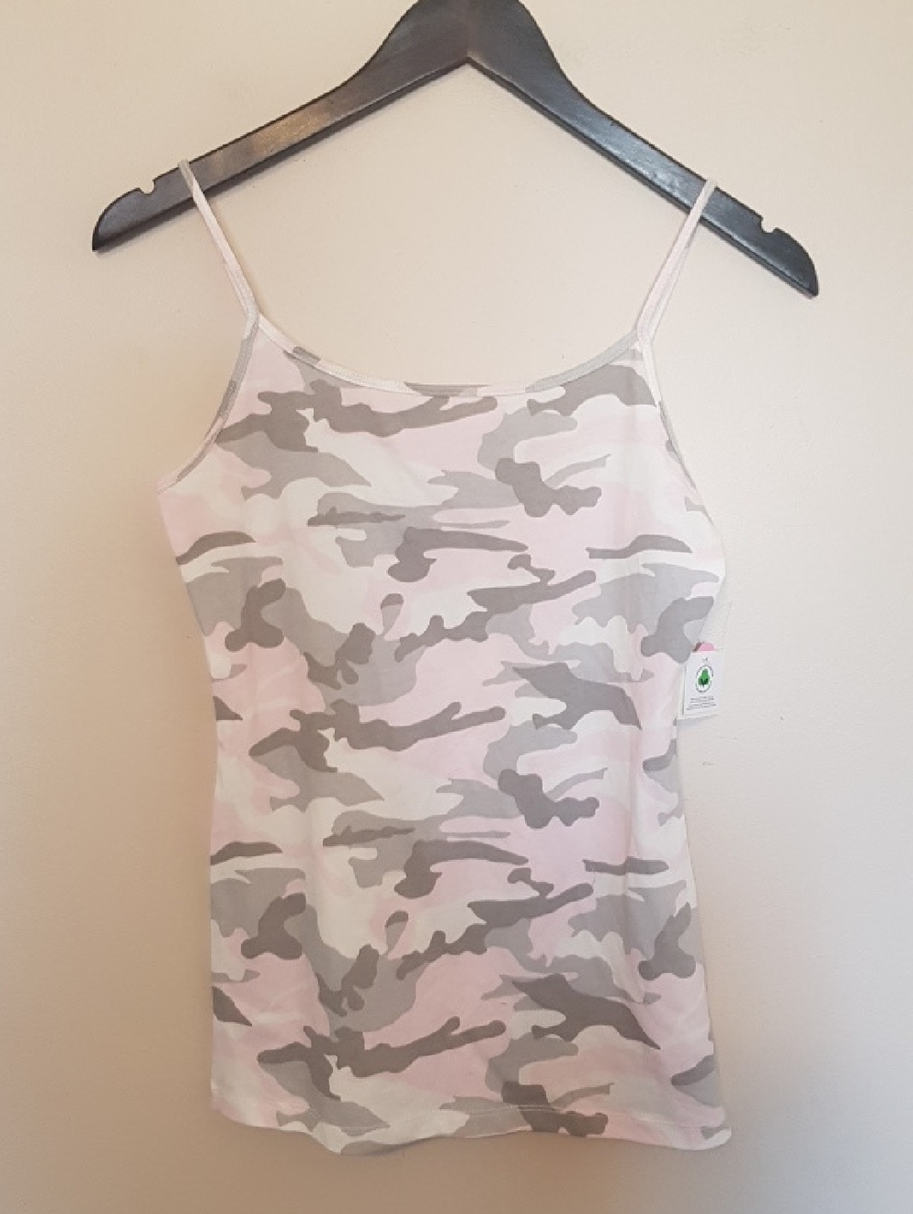 George Pink & Gray Camo Spaghetti-Strap Camisole Top